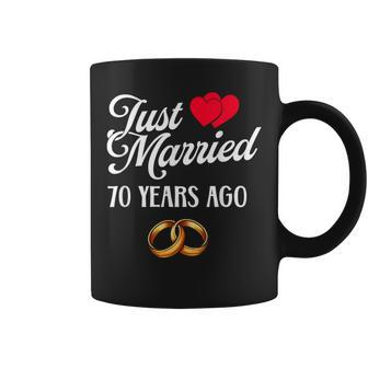 Just Married 70 Years Ago Couple 70Th Anniversary Coffee Mug | Mazezy
