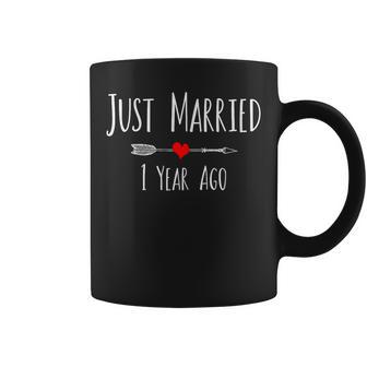 Just Married One Year Ago 1St First Wedding Anniversary Coffee Mug - Monsterry DE