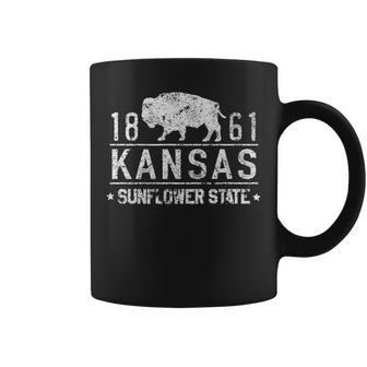 Kansas Buffalo Sunflower State 1861 Usa America State Pride Coffee Mug - Monsterry