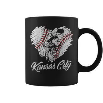Kansas City Baseball Heart Distressed Vintage Baseball Fans Coffee Mug - Monsterry DE