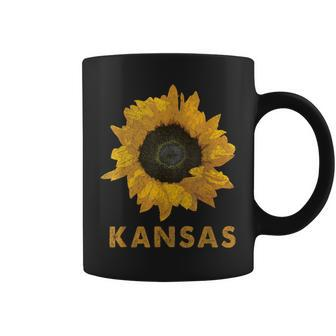 Kansas State Flower Sunflower Print Vintage Style Coffee Mug - Monsterry