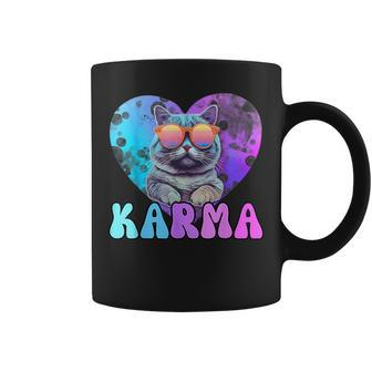 Karma Groovy Letters Concert Summer Heart Cat Lover Coffee Mug - Seseable