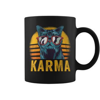 Karma Retro Sunset Cat Lover Cat Coffee Mug - Seseable