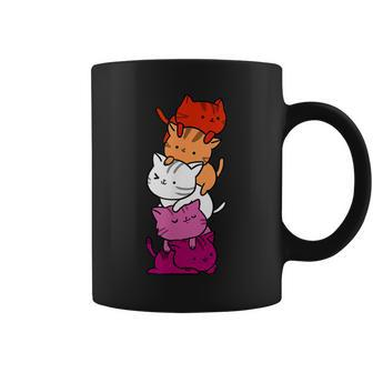 Kawaii Cat Pile Orange Pink Lesbian Pride Coffee Mug - Thegiftio UK