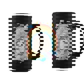 Kawaii Hedgehog On Rainbow Cloud Cute Animals Colorful Coffee Mug - Thegiftio