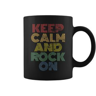 Keep Calm And Rock On Retro 70S Vintage Distressed Look Coffee Mug - Monsterry DE