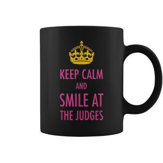 Keep Calm And Smile At The Judges Pink Pageant Mom Coffee Mug - Monsterry