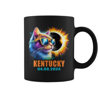 Kentucky Total Solar Eclipse 2024 Cat With Eclipse Glasses Coffee Mug | Mazezy