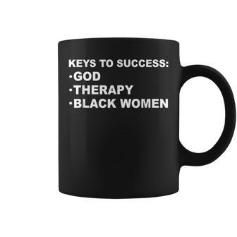 Keys To Success God Therapy Black Women Coffee Mug - Monsterry CA