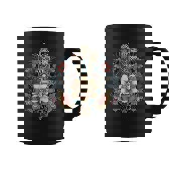 Khamsah Or Flower Hand Of Fatima On Floral Hamsa Hand Coffee Mug - Seseable