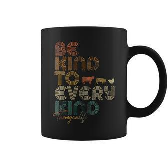 Be Kind To Every Kind Retro 70'S Vegan Life Coffee Mug - Seseable