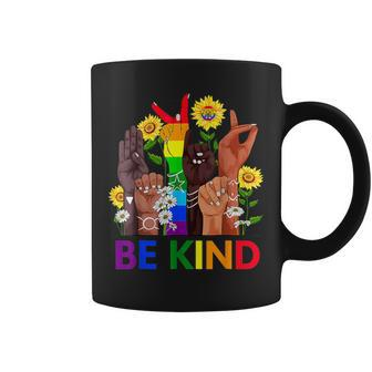 Be Kind Sign Language Hand Talking Lgbtq Flag Gay Pride Coffee Mug - Thegiftio UK