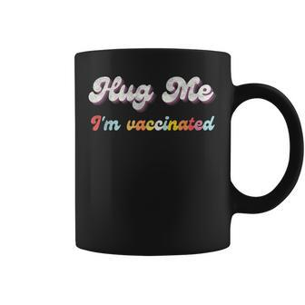 Kiss Me & Hug Me I'm Vaccinated Rainbow Vintage Distressed Coffee Mug - Monsterry