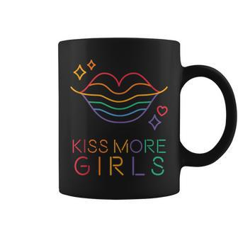 Kiss More Girls Lgbt Cute Lesbian Vintage Lips Pride Month Coffee Mug - Monsterry