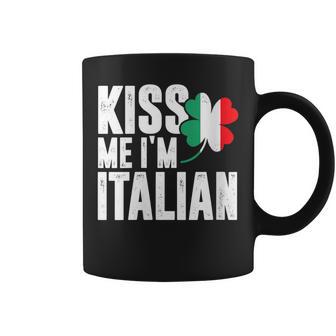 Kiss Me I'm Italian Clover St Patrick's Day Pun Coffee Mug - Monsterry UK