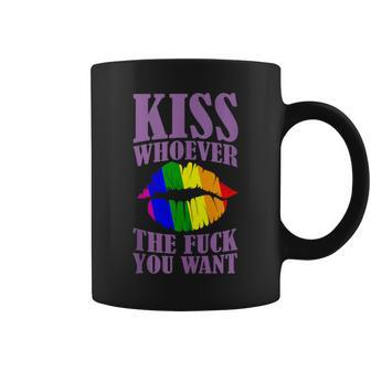 Kiss Whoever The F You Want Lgbt Pride Month Lgbtq Rainbow Coffee Mug - Monsterry AU