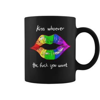 Kiss Whoever The Fuck You Want Vintage Lgbt Rainbow Coffee Mug - Monsterry