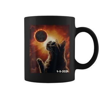 Kitten Cat Wearing Glasses Retro Solar Eclipse April 8 2024 Coffee Mug | Mazezy