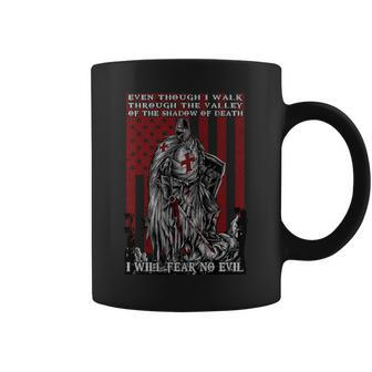 Knight Templar American Flag I Will Fear No Evil Psalm 234 Coffee Mug - Monsterry