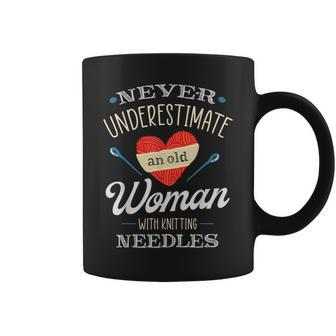 Knitting Never Underestimate Old Woman With Knit Needles Coffee Mug - Monsterry UK