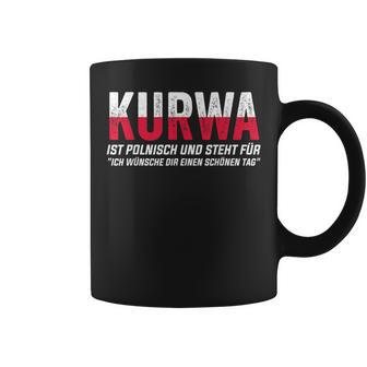 Kurwa Schwarzes Tassen, Humorvolles Polnischer Spruch Design - Seseable