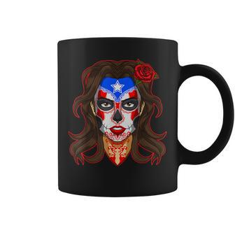 La Calavera Catrina Puerto Rico Sugar Skull Makeup Coffee Mug - Monsterry