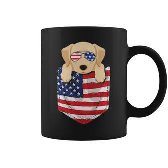 Labrador Dog Peeking Pocke Patriotic Father Men Coffee Mug | Mazezy