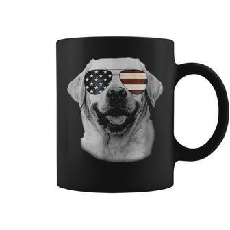Labrador Dog With Usa Flag Sunglasses Coffee Mug | Mazezy