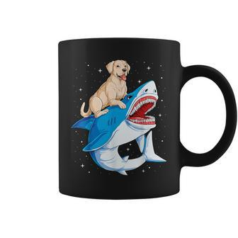 Labrador Riding Shark Jawsome Dog Lover Space Galaxy Coffee Mug - Monsterry