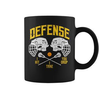 Lacrosse Defense I Hit Take You Drop Lax Player Boys Coffee Mug - Monsterry AU