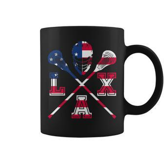 Lacrosse Outfit American Flag Lax Helmet & Sticks Team Coffee Mug - Monsterry UK