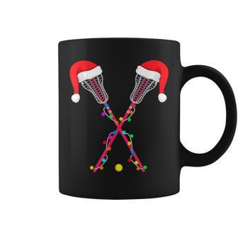 Lacrosse Santa Hat Christmas Lights Sport Xmas Boys Coffee Mug - Thegiftio UK