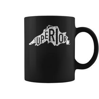 Lake Superior Distressed Outline Coffee Mug - Monsterry CA