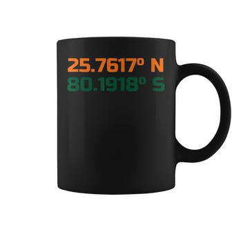 Latitude And Longitude Of Miami In Orange And Green Coffee Mug - Monsterry UK
