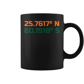 Latitude And Longitude Of Miami In Orange And Green Coffee Mug - Monsterry AU