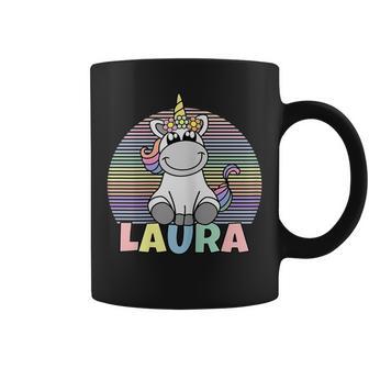 Laura Name Vorname Einhorn Regenbogen Personalisiert Tassen - Seseable