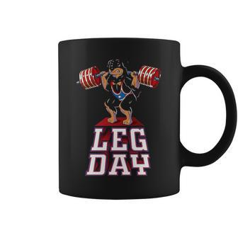 Leg Day Rottweiler Weight Lifting Squat Gym Coffee Mug | Mazezy