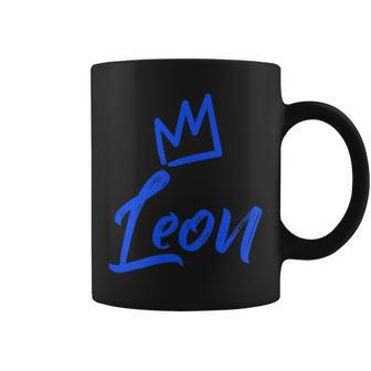 Leon The King Blue Crown & Name For Called Leon Coffee Mug - Seseable