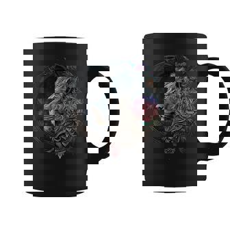León Mandala Flores Arte Espacio Animal Zoo León Taza de café - Regaloses