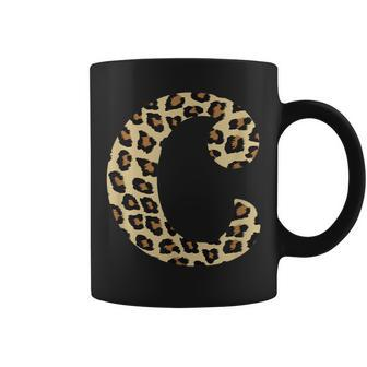 Leopard Cheetah Print Letter C Initial Rustic Monogram Coffee Mug - Monsterry