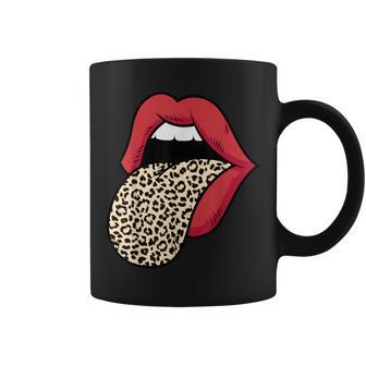 Leopard Print Red Lips Sexy Cheetah Leopard Print Red Lips Coffee Mug - Monsterry DE