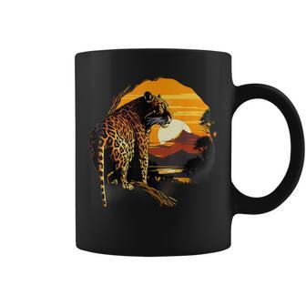 Leopard Savanne Sonnenuntergang Wildlife Safari Motiv Tierdruck Tassen - Seseable