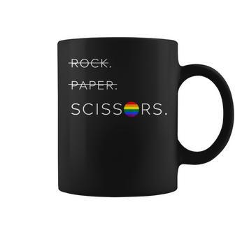Lesbian Lgbt Pride Apparel Rock Paper Scissors Coffee Mug - Monsterry CA