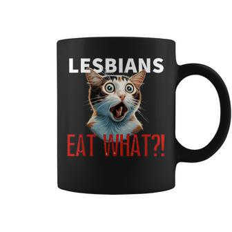 Lesbians Eat What Gay Cat Lesbian Cat Pride Ally Pride Month Coffee Mug - Seseable