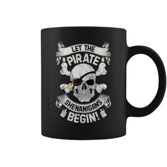 Let The Pirate Shenanigans Begin Jolly Roger Pirate Skull Coffee Mug - Thegiftio UK