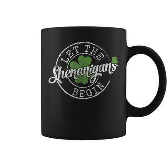 Let The Shenanigans Begin Clovers St Patrick's Day Coffee Mug | Mazezy