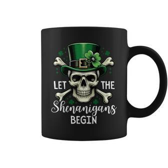Let The Shenanigans Begin Skeleton St Patrick Day Skull Coffee Mug - Seseable