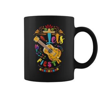 Let's Fiesta Cinco De Mayo Mexican Party Guitar Hat Lover Coffee Mug - Monsterry DE