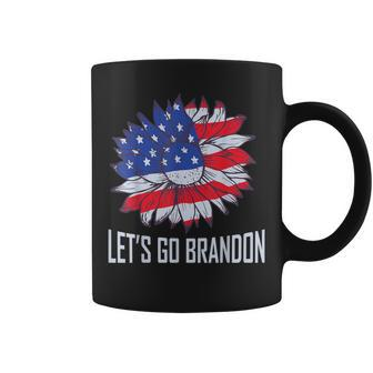 Let's Go Brandon Retro Sunflower Us Flag Idea Coffee Mug | Crazezy DE