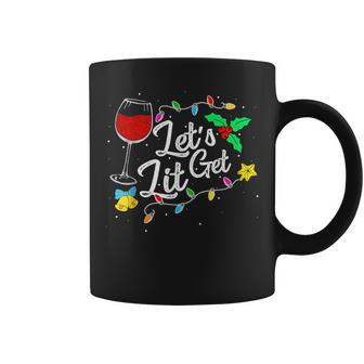 Let's Get Lit Christmas Tree Lights Xmas Pajamas Family Coffee Mug - Thegiftio UK